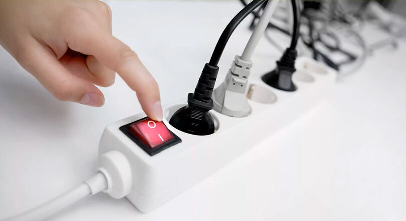 Prailginimo laido maitinimo išjungimas